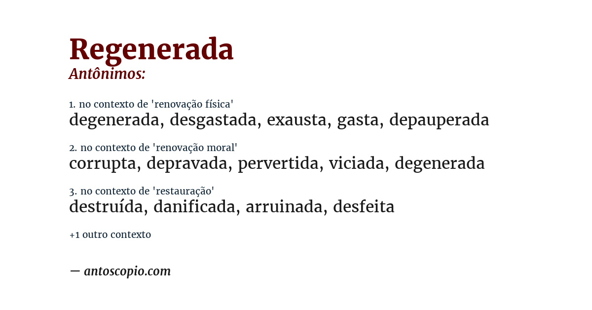 Antônimo de regenerada