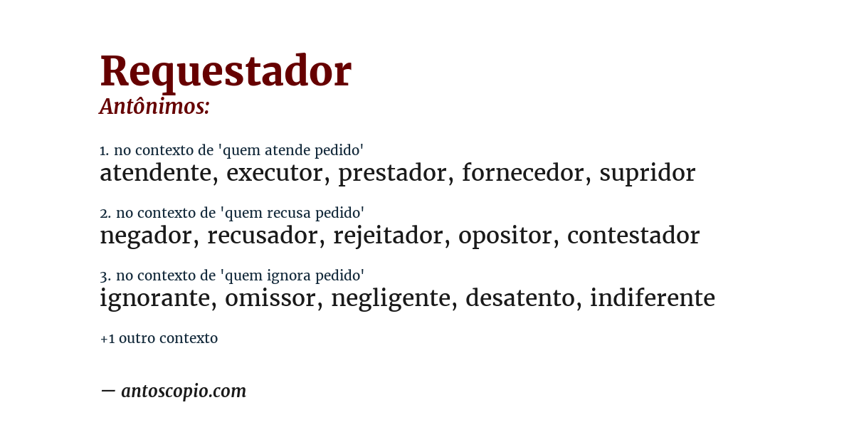 Antônimo de requestador