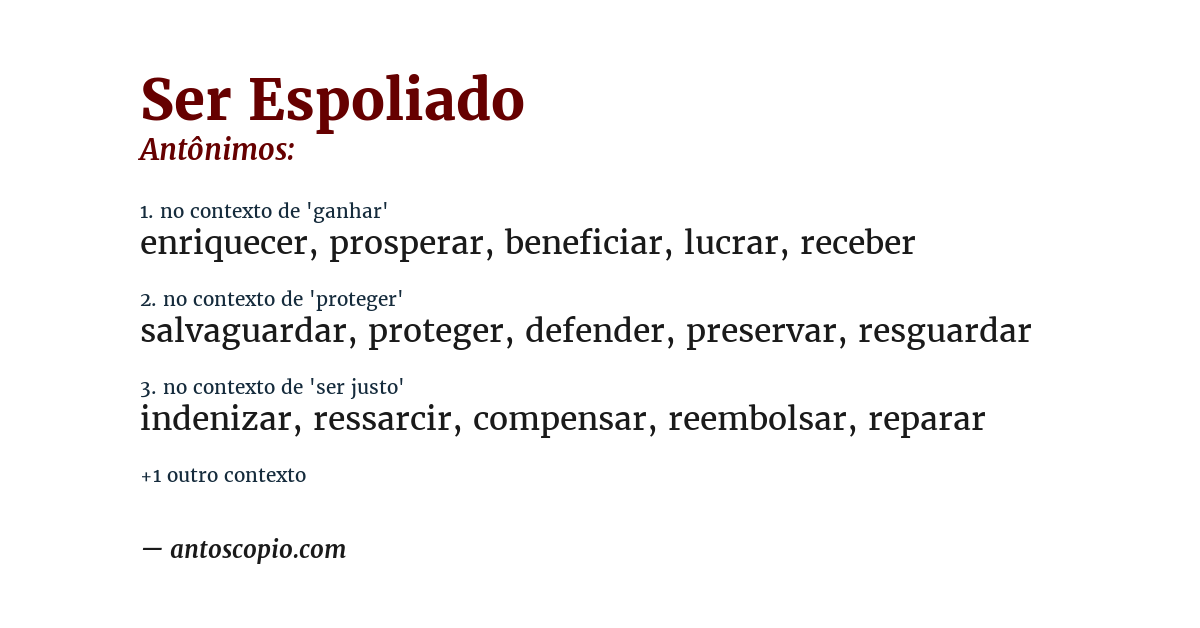 Antônimo de ser espoliado