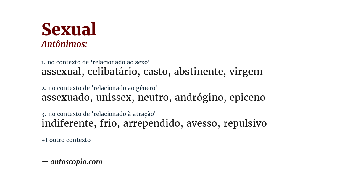 Antônimo de sexual
