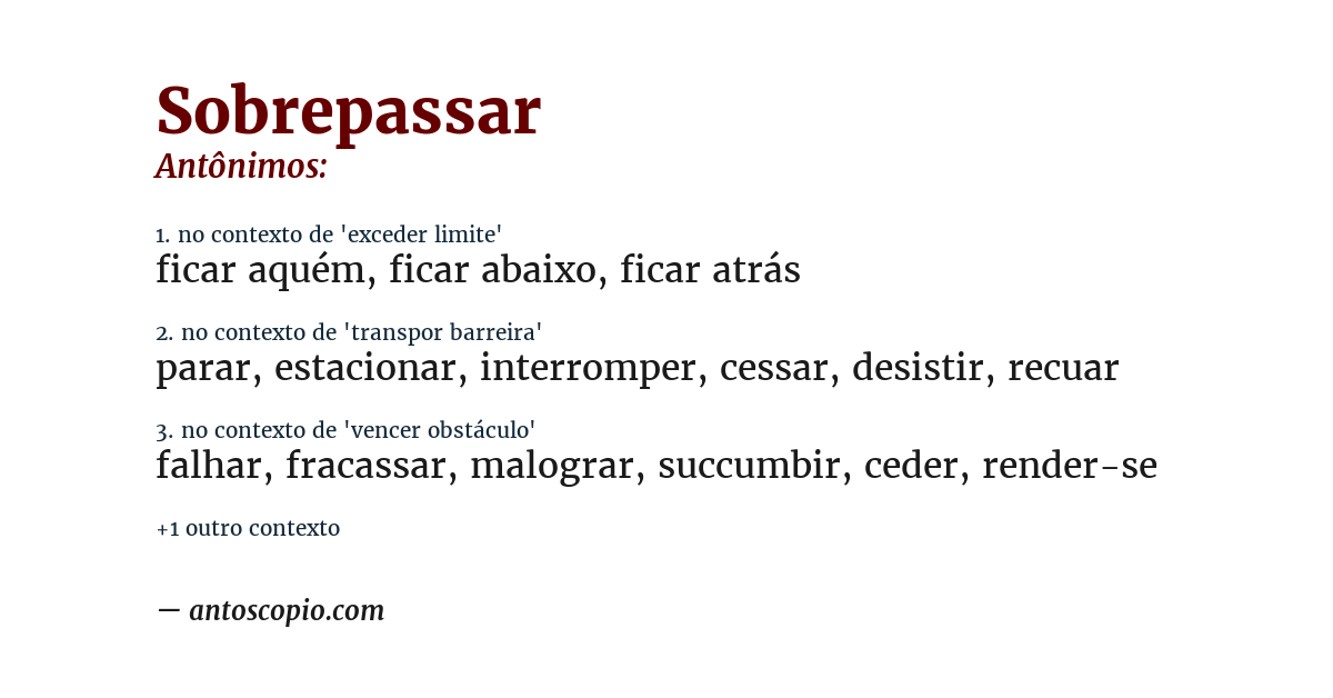 Antônimo de sobrepassar