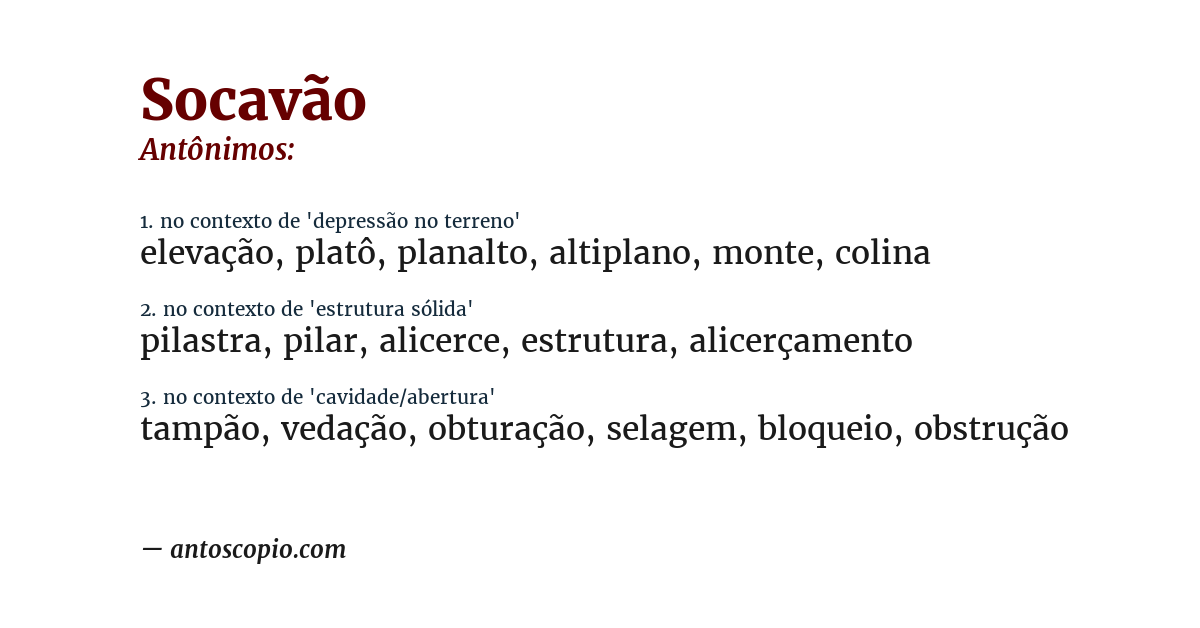 Antônimo de socavão