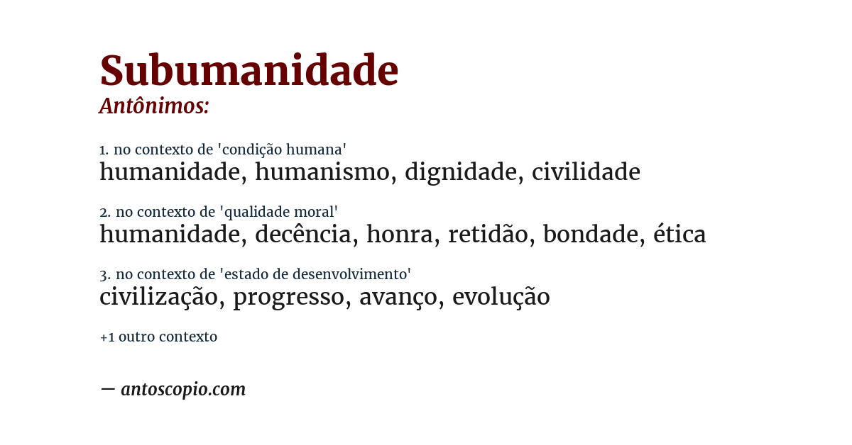 Antônimo de subumanidade