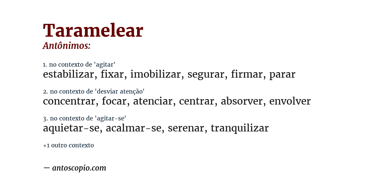 Antônimo de taramelear