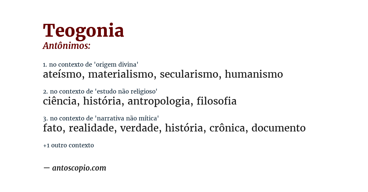 Antônimo de teogonia