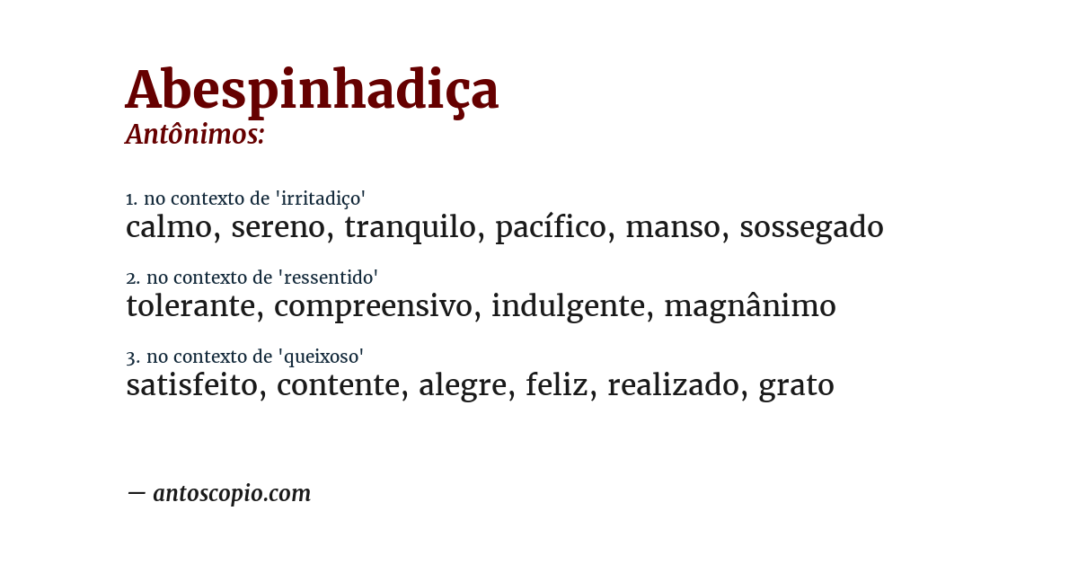 Antônimo de abespinhadiça