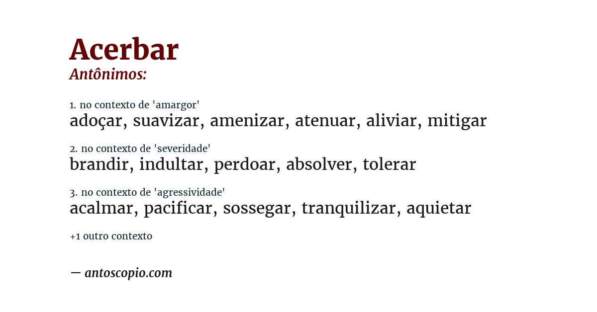 Antônimo de acerbar