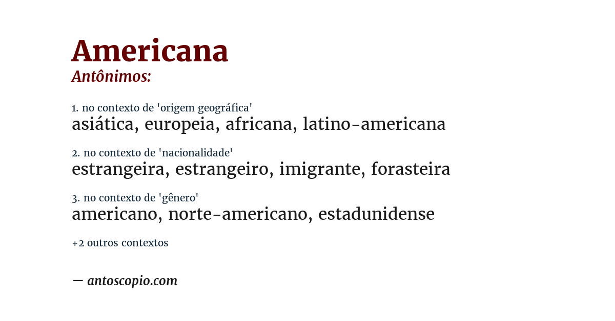 Antônimo de americana