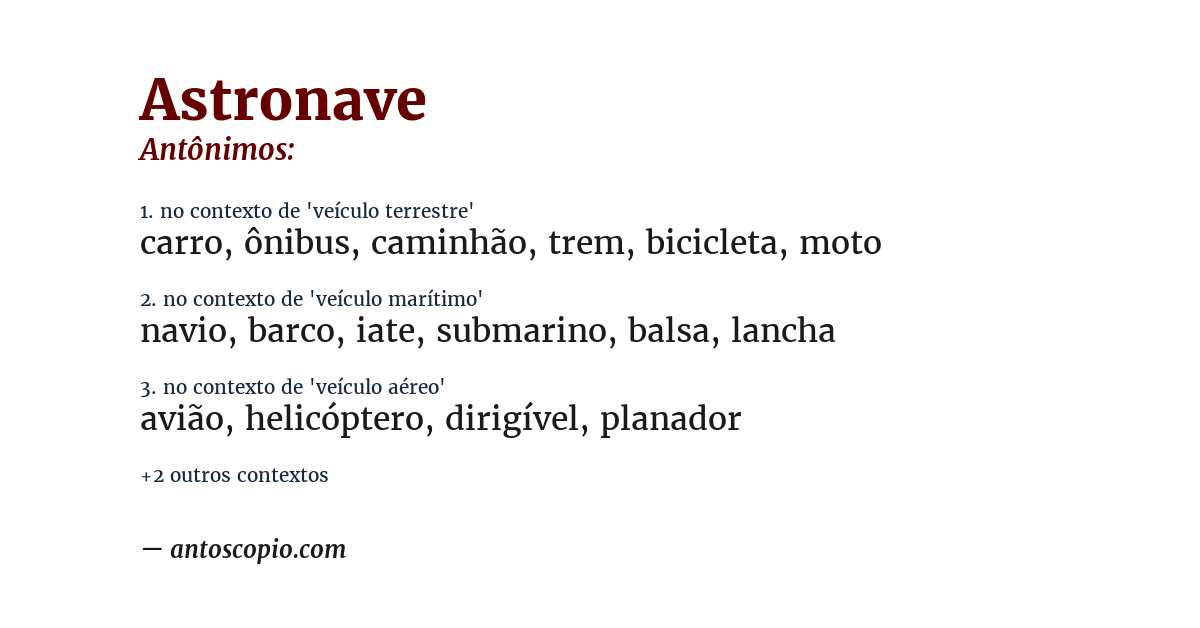 Antônimo de astronave