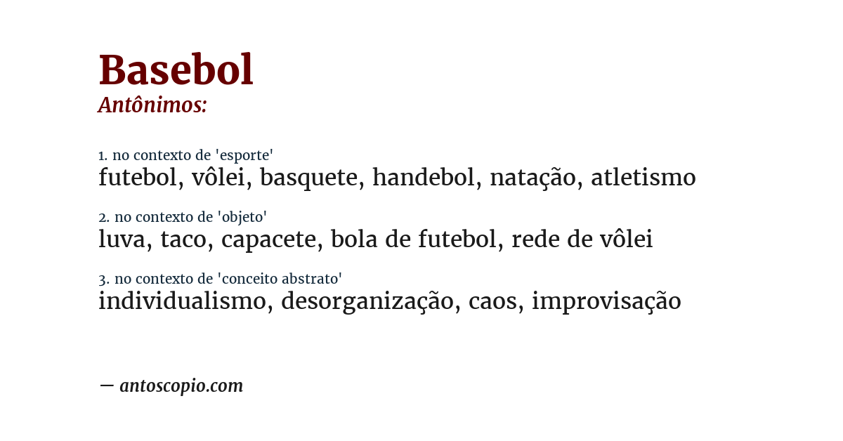 Antônimo de basebol