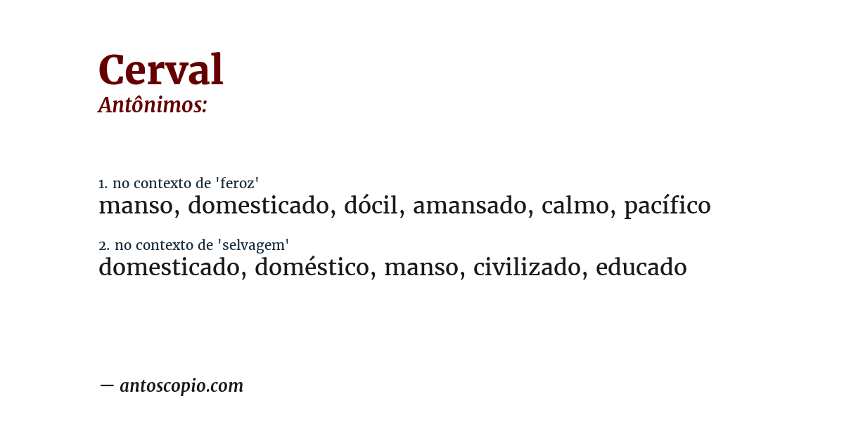 Antônimo de cerval