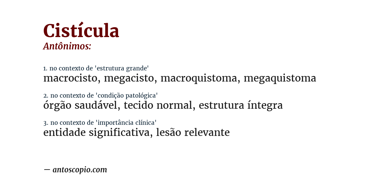 Antônimo de cistícula