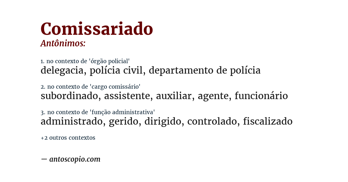 Antônimo de comissariado