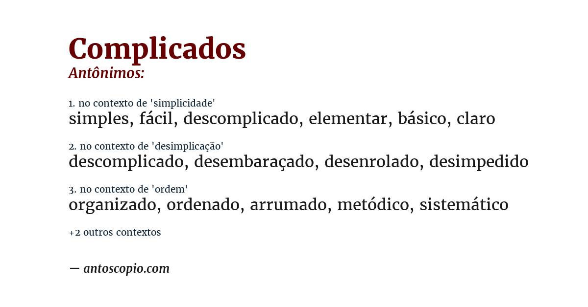 Antônimo de complicados