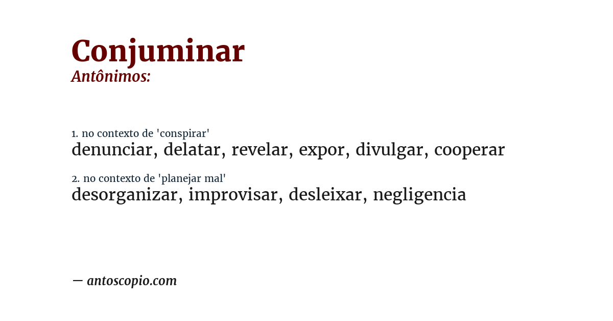 Antônimo de conjuminar
