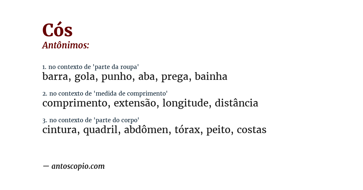 Antônimo de cós