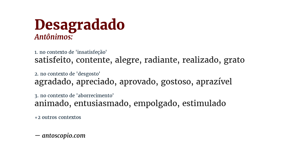 Antônimo de desagradado