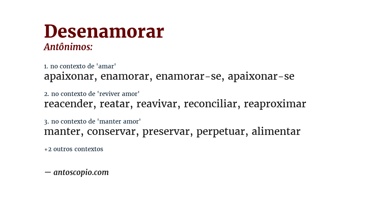 Antônimo de desenamorar