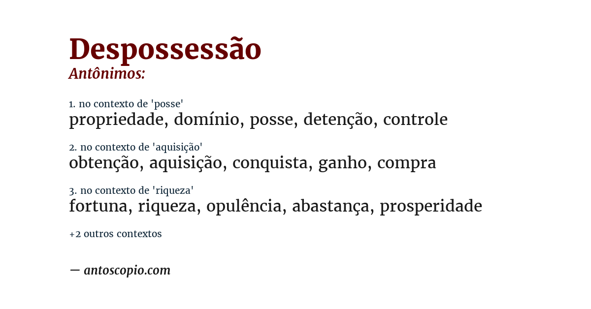 Antônimo de despossessão
