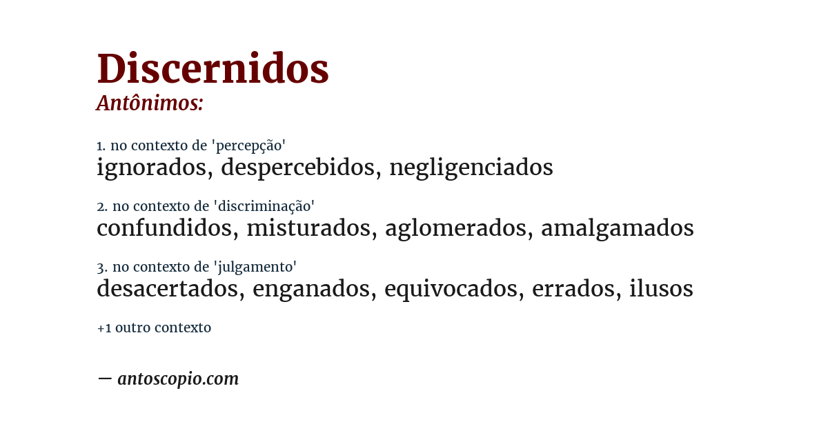 Antônimo de discernidos