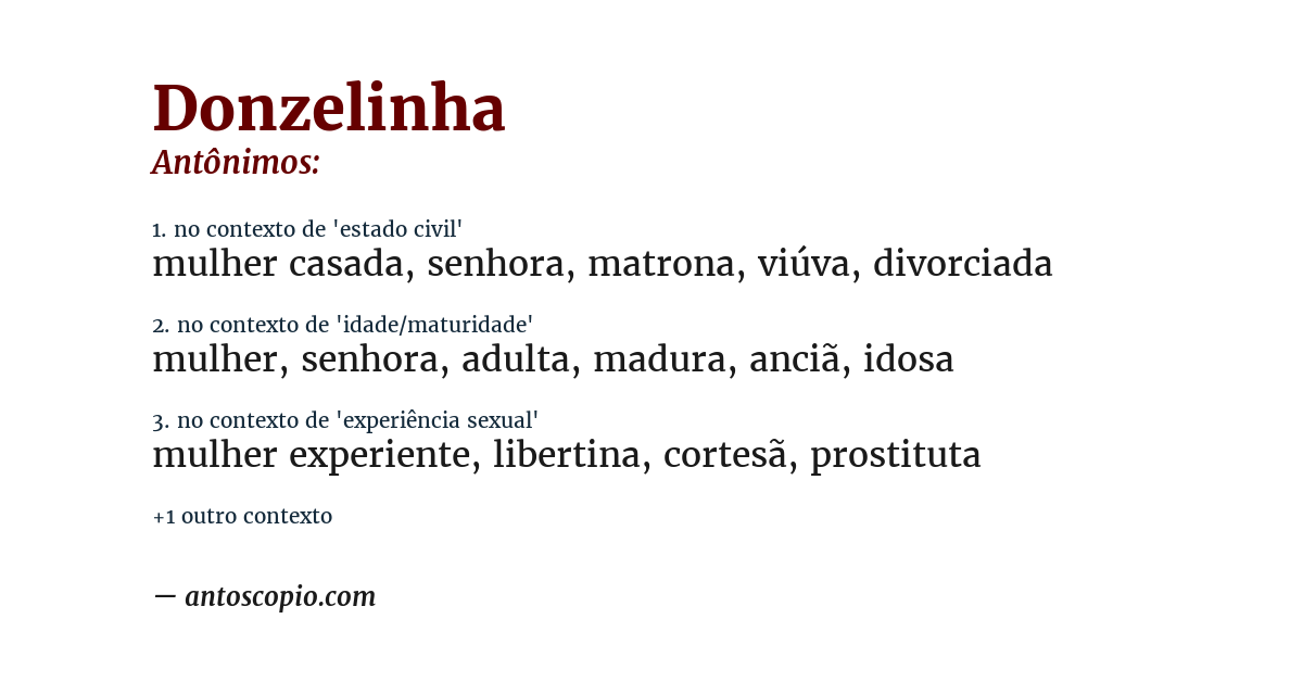 Antônimo de donzelinha