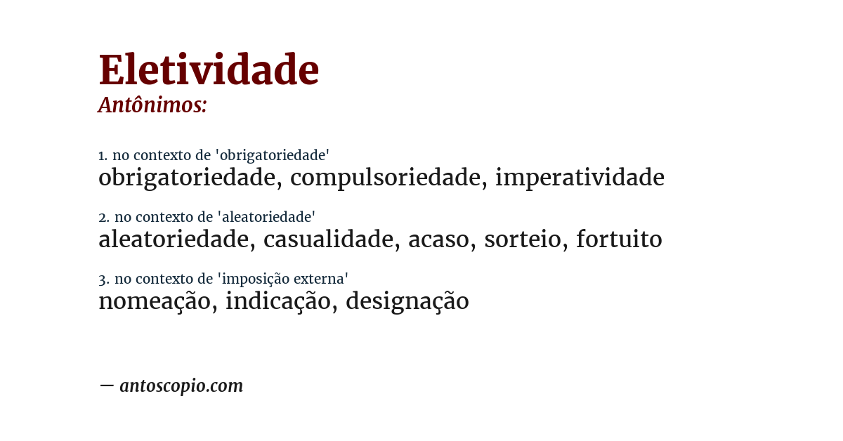 Antônimo de eletividade