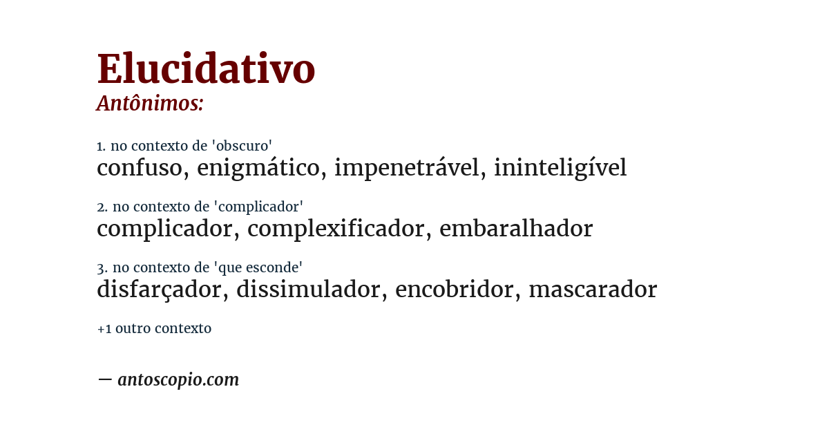 Antônimo de elucidativo