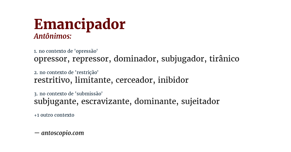 Antônimo de emancipador