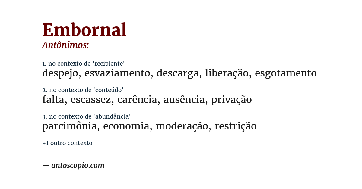 Antônimo de embornal