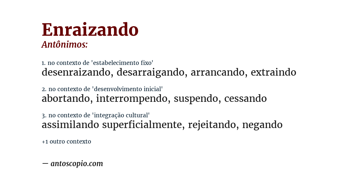 Antônimo de enraizando