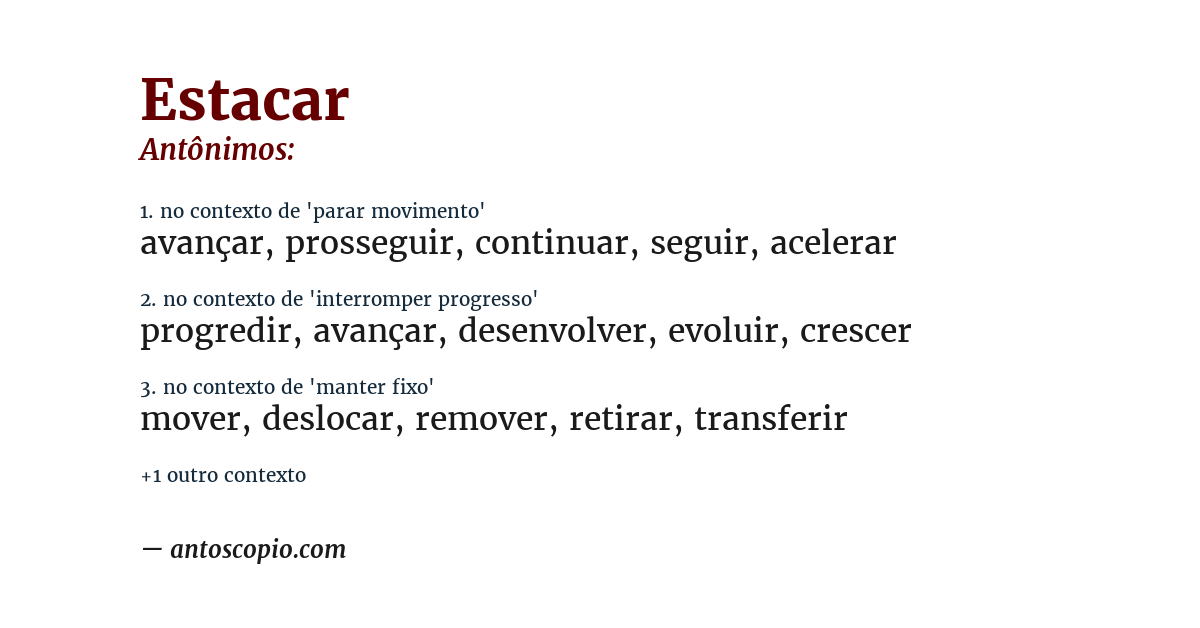 Antônimo de estacar