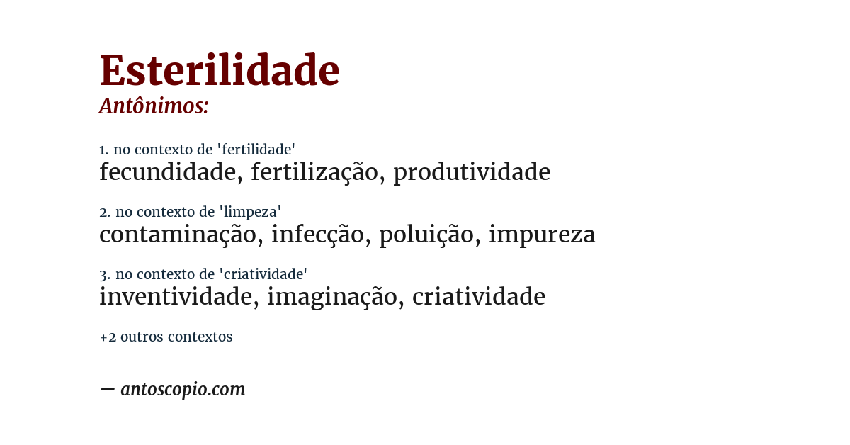 Antônimo de esterilidade