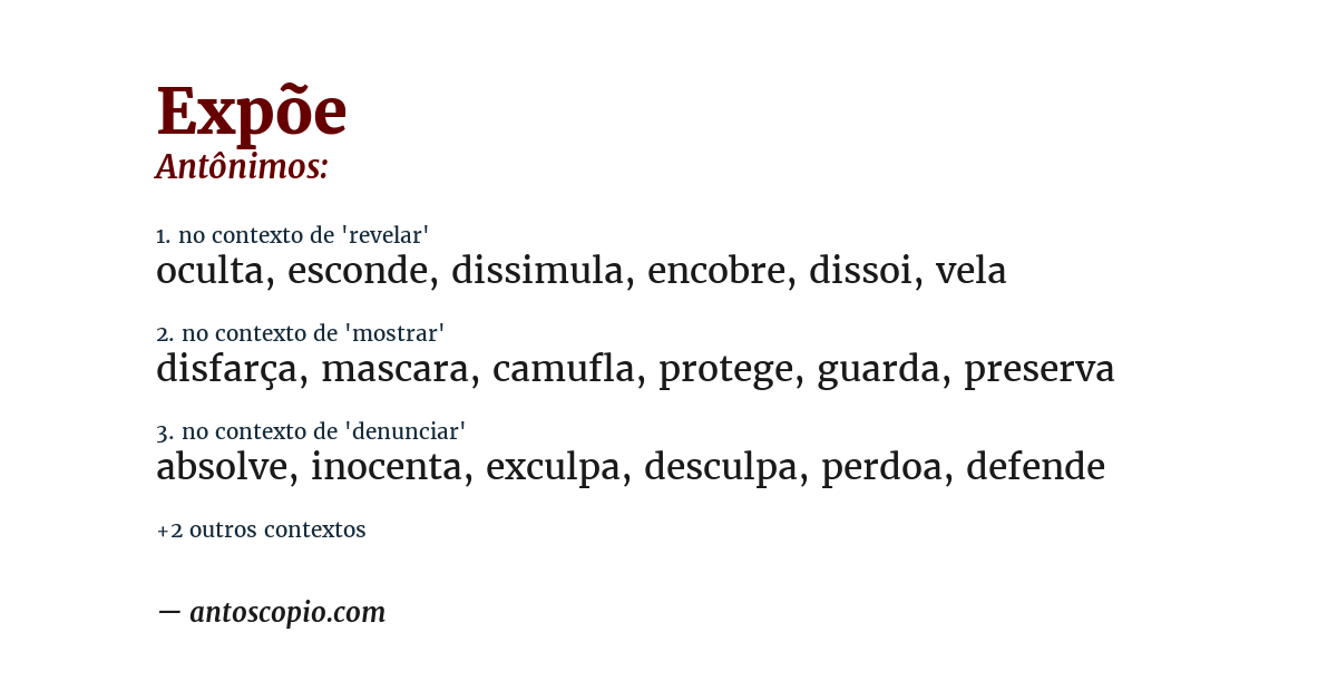 Antônimo de expõe
