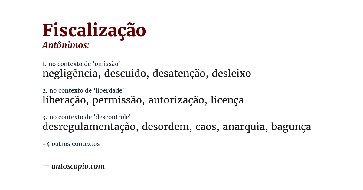 Antônimo de fiscalização