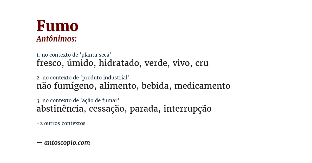 Antônimo de fumo