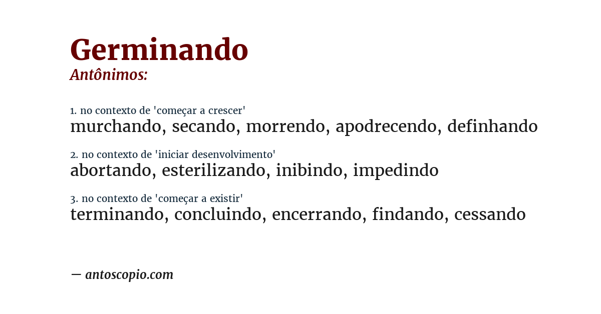 Antônimo de germinando