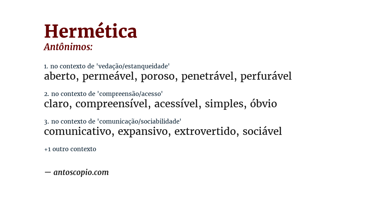 Antônimo de hermética