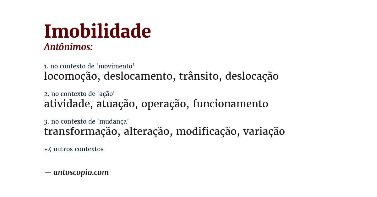 Antônimo de imobilidade