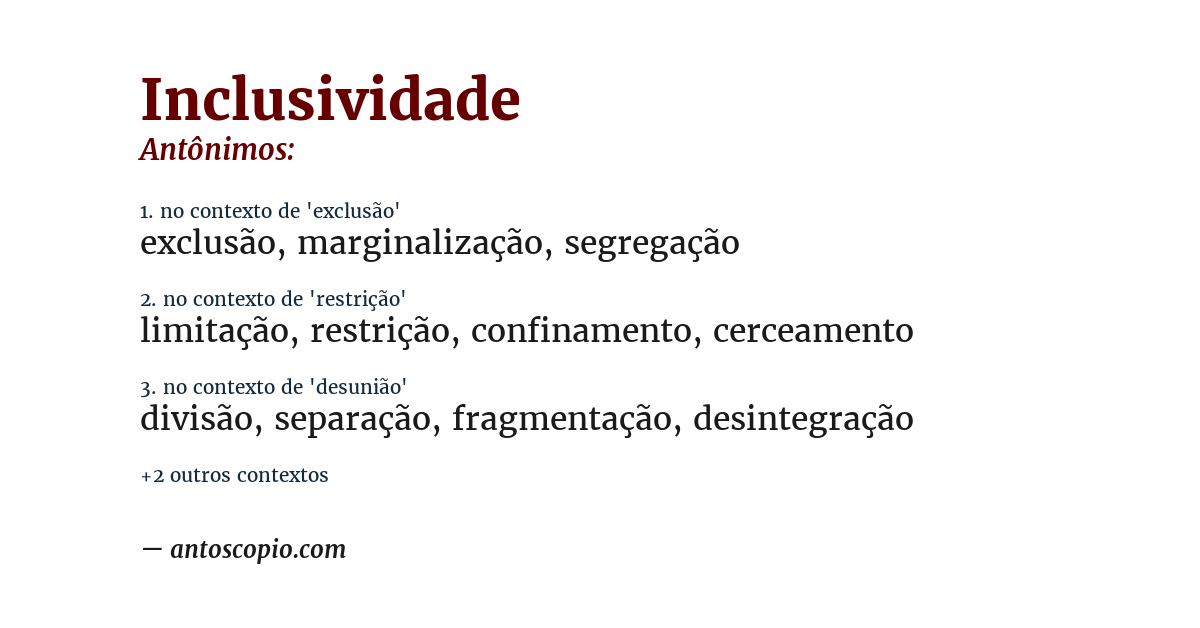 Antônimo de inclusividade