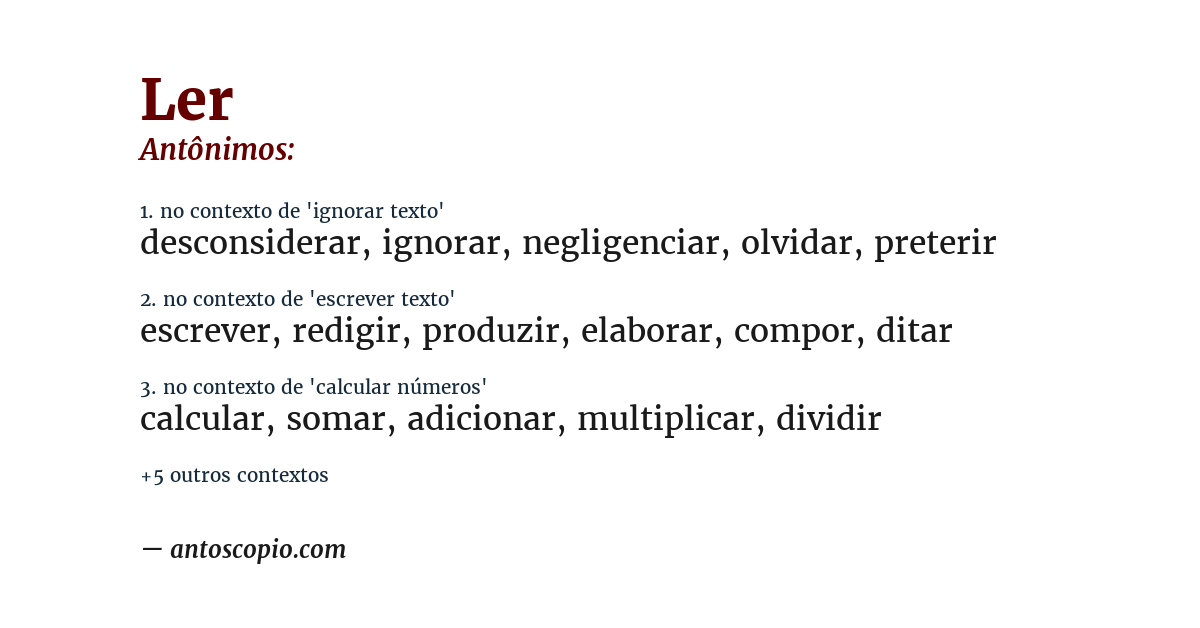 Antônimo de ler