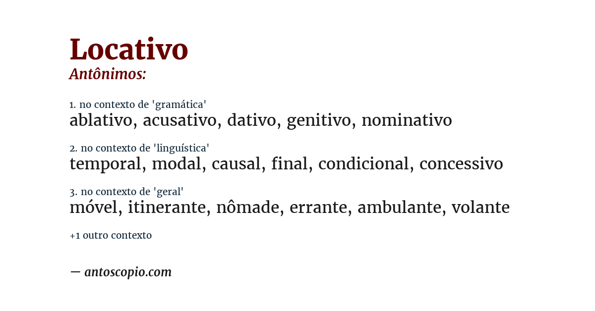 Antônimo de locativo
