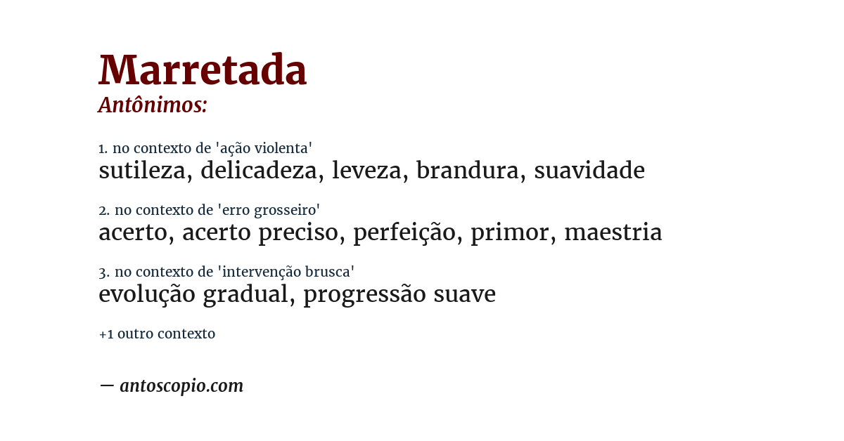 Antônimo de marretada