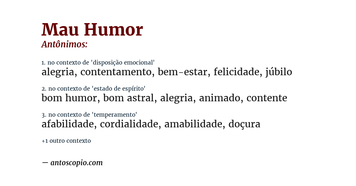 Antônimo de mau humor