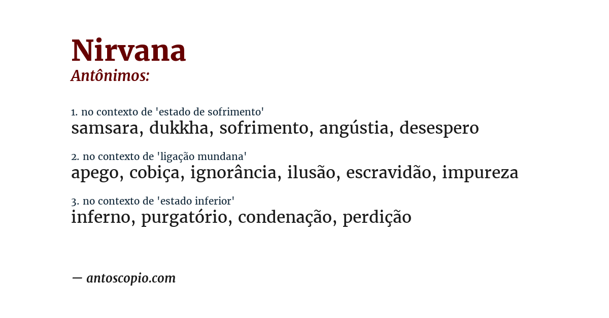 Antônimo de nirvana