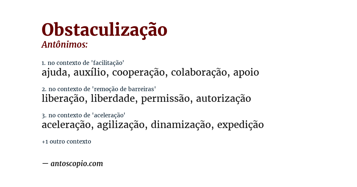 Antônimo de obstaculização