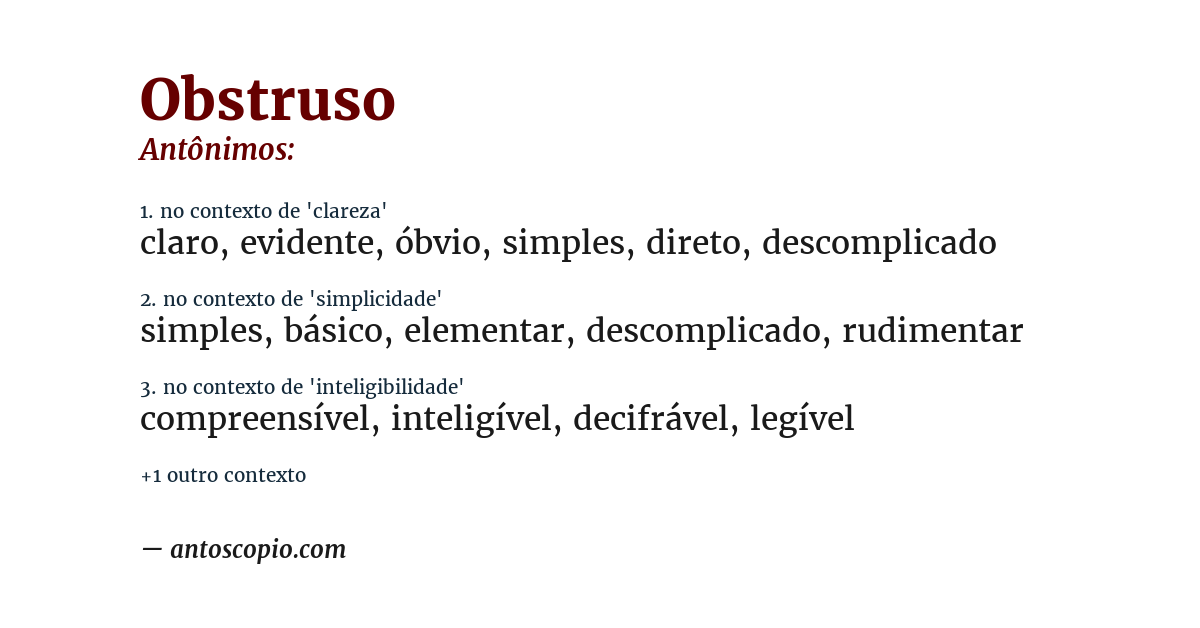 Antônimo de obstruso