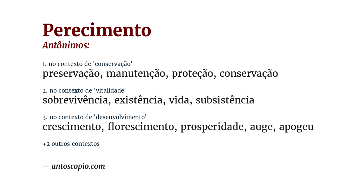 Antônimo de perecimento