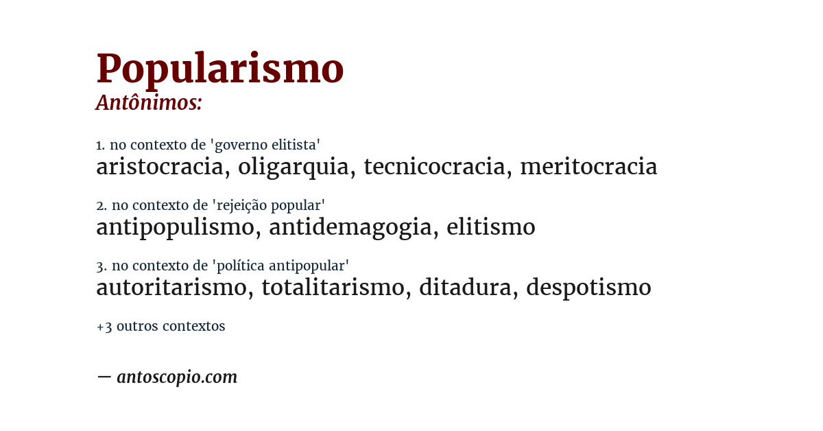 Antônimo de popularismo