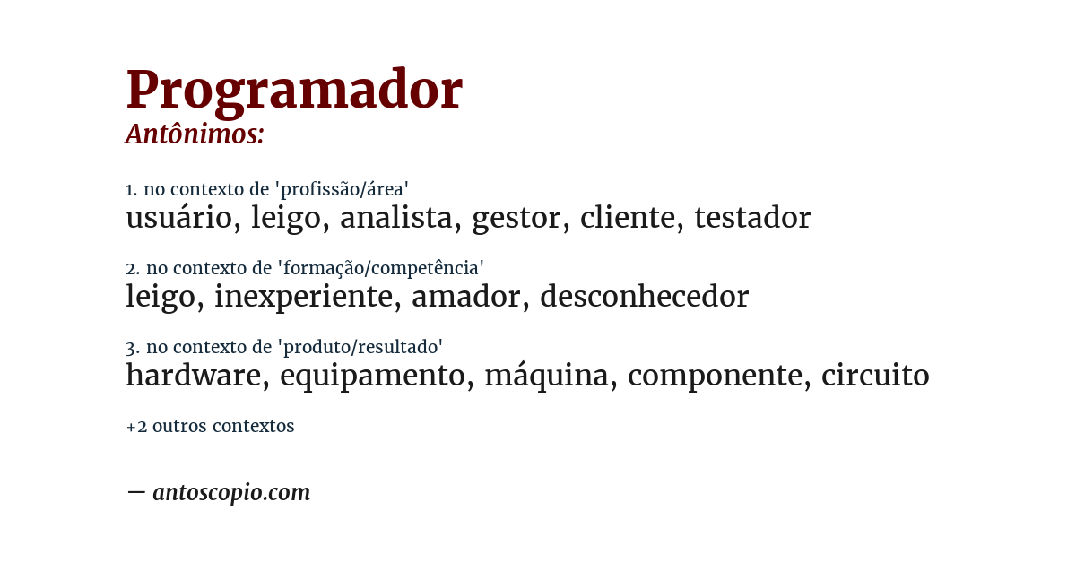 Antônimo de programador