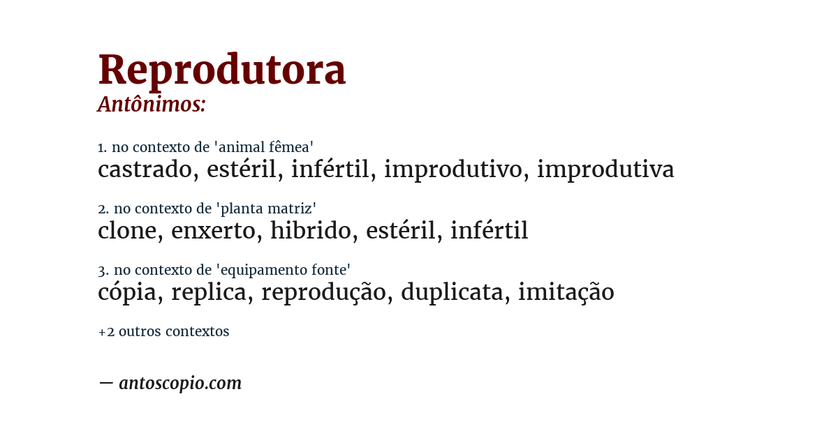 Antônimo de reprodutora